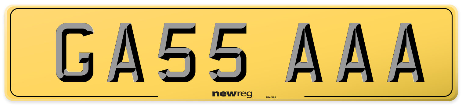GA55 AAA Rear Number Plate