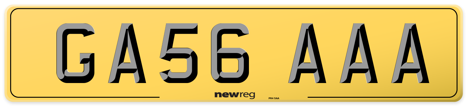 GA56 AAA Rear Number Plate