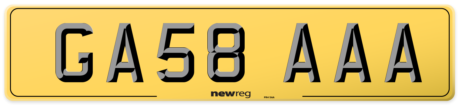 GA58 AAA Rear Number Plate