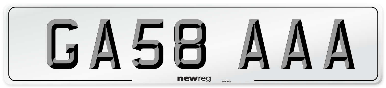 GA58 AAA Front Number Plate