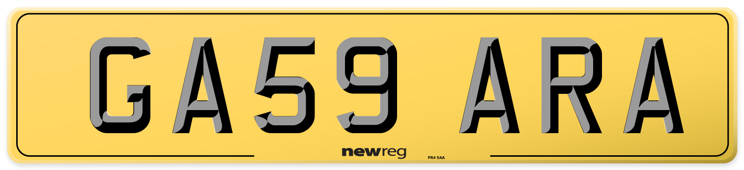 GA59 ARA Rear Number Plate