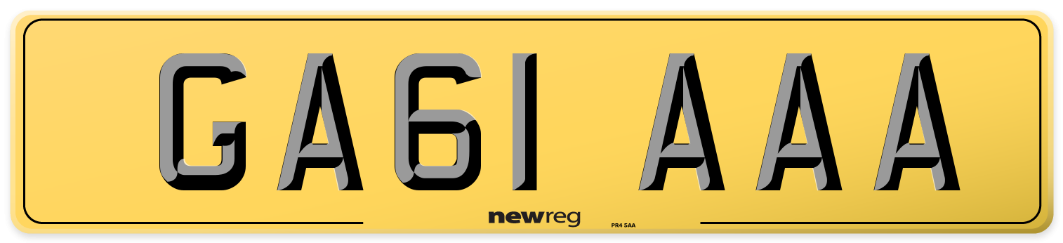 GA61 AAA Rear Number Plate