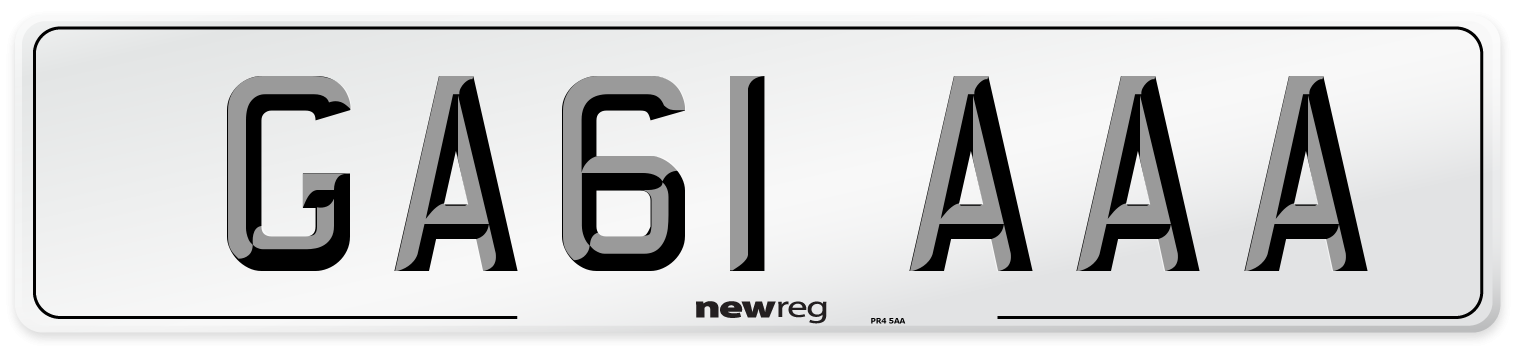 GA61 AAA Front Number Plate
