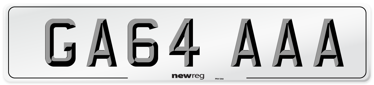 GA64 AAA Front Number Plate