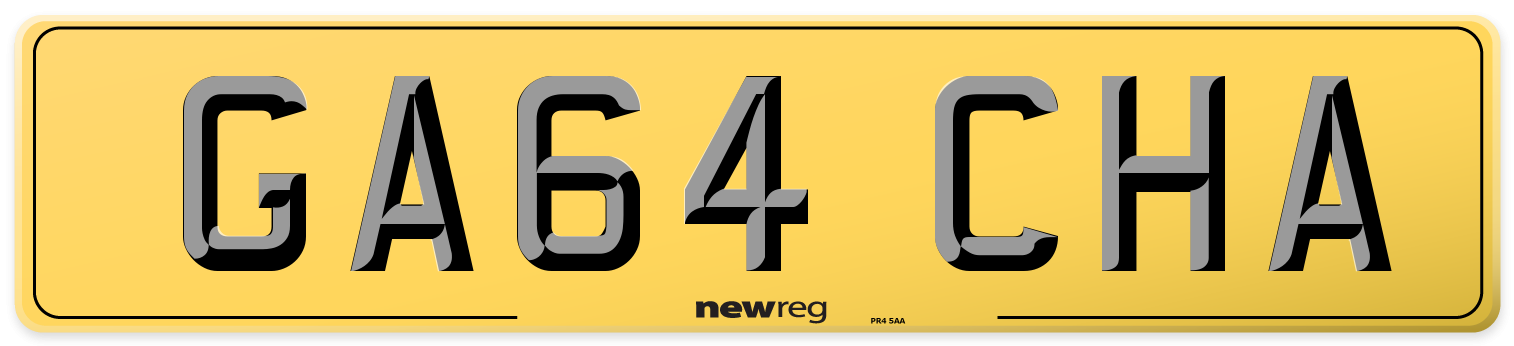 GA64 CHA Rear Number Plate