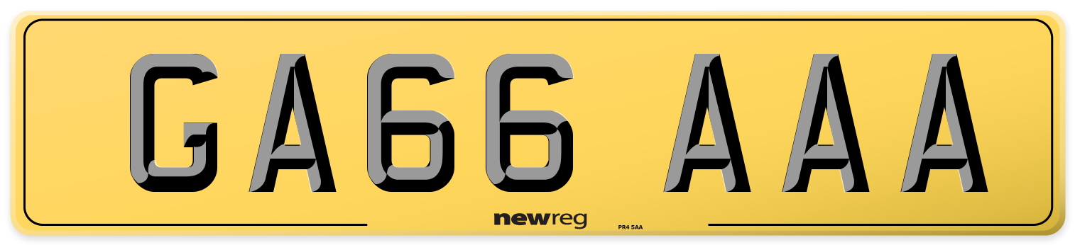 GA66 AAA Rear Number Plate