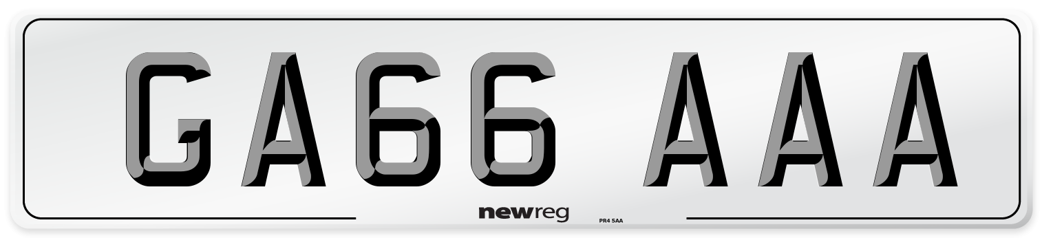 GA66 AAA Front Number Plate