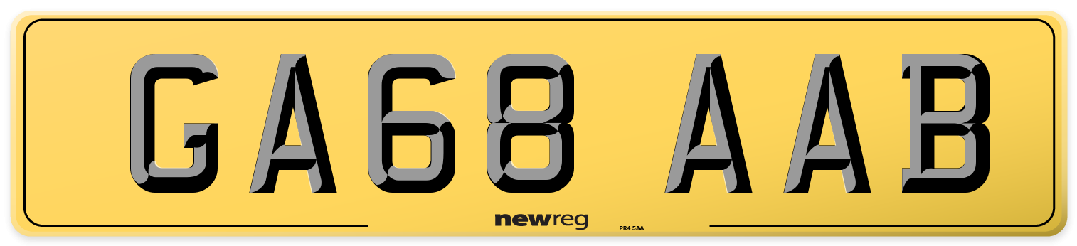 GA68 AAB Rear Number Plate