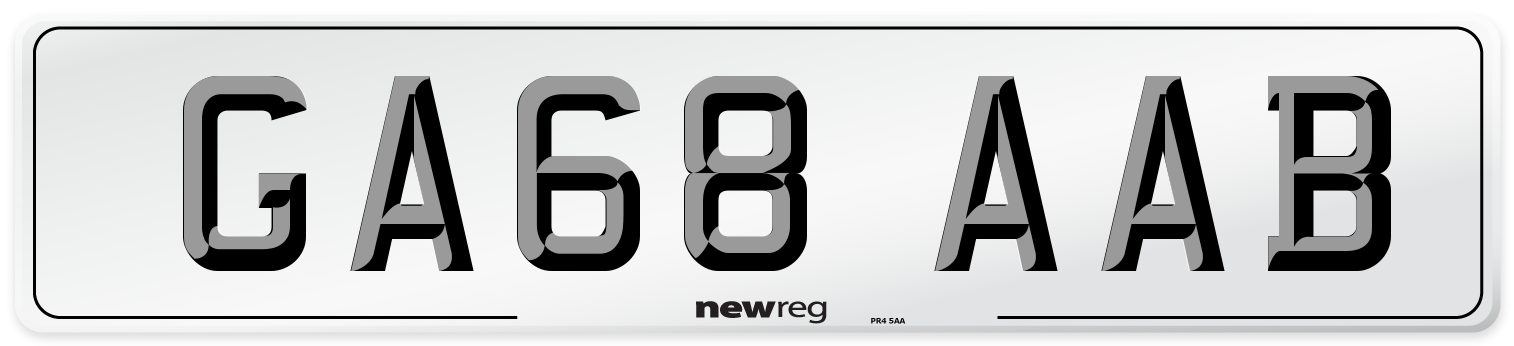 GA68 AAB Front Number Plate