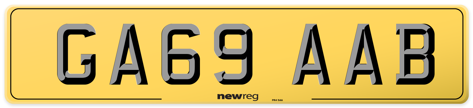 GA69 AAB Rear Number Plate