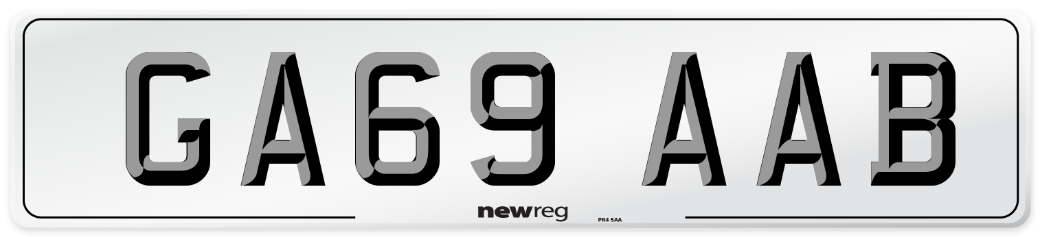 GA69 AAB Front Number Plate