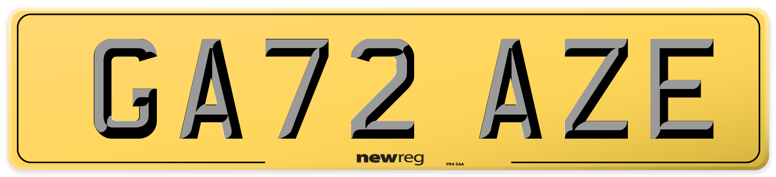 GA72 AZE Rear Number Plate