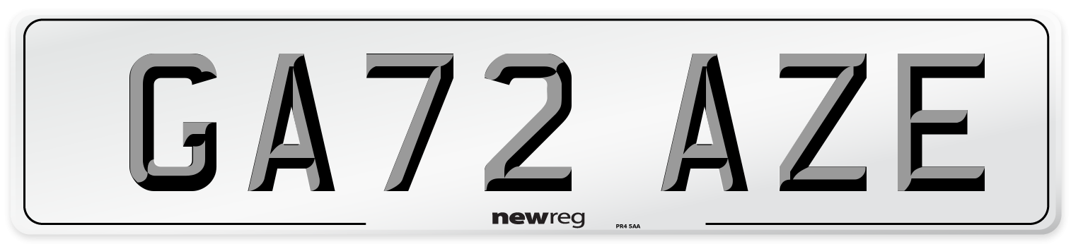 GA72 AZE Front Number Plate