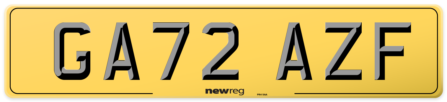 GA72 AZF Rear Number Plate