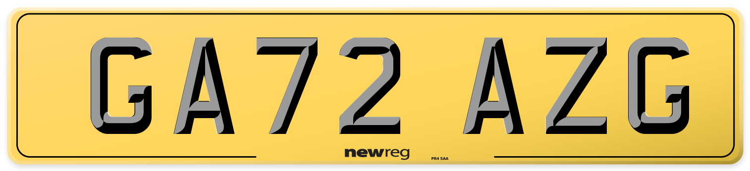 GA72 AZG Rear Number Plate