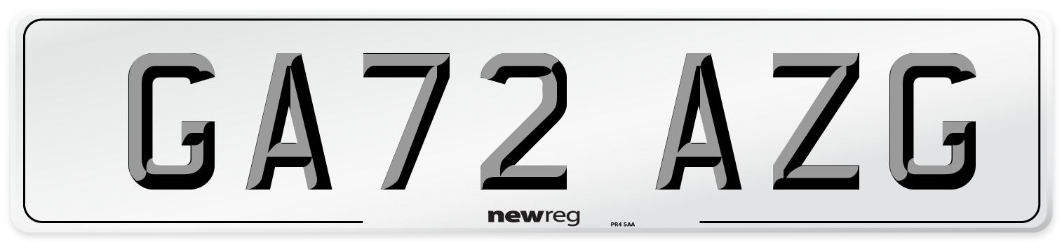 GA72 AZG Front Number Plate