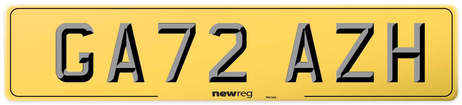 GA72 AZH Rear Number Plate