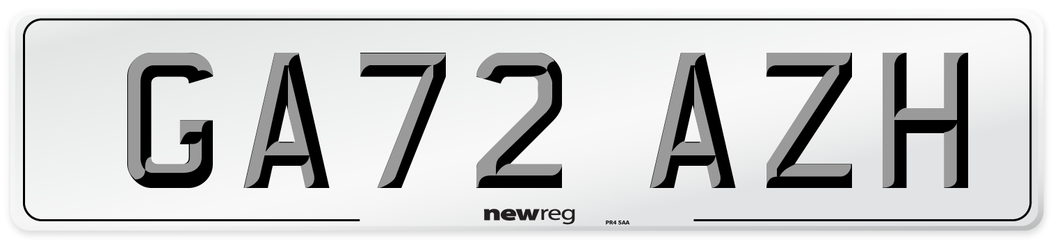 GA72 AZH Front Number Plate