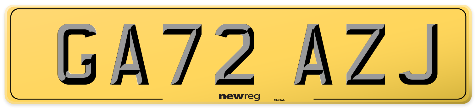 GA72 AZJ Rear Number Plate