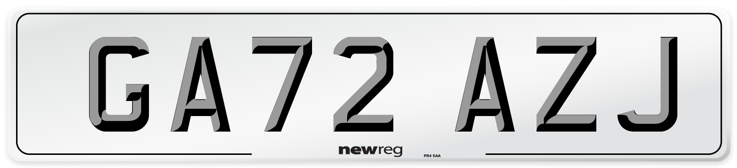 GA72 AZJ Front Number Plate