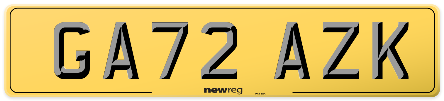 GA72 AZK Rear Number Plate