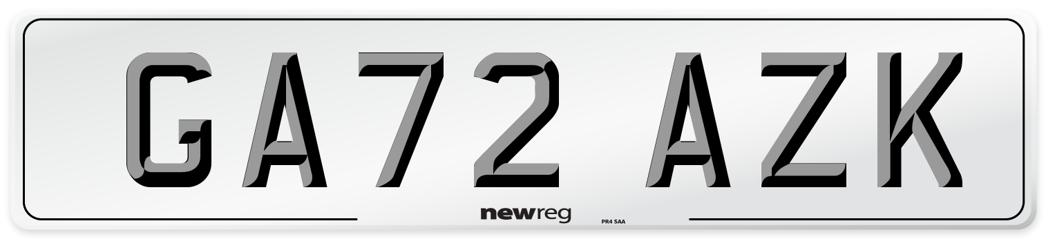 GA72 AZK Front Number Plate