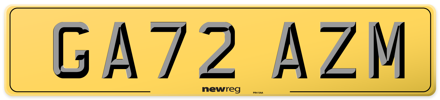 GA72 AZM Rear Number Plate