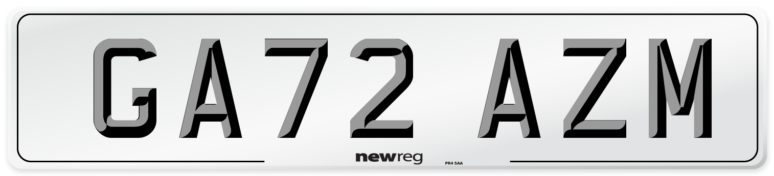 GA72 AZM Front Number Plate
