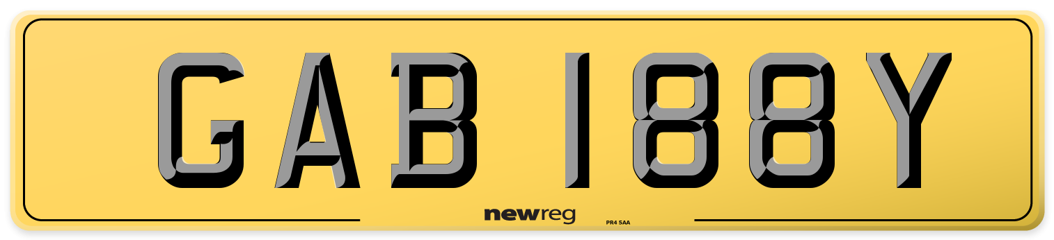 GAB 188Y Rear Number Plate
