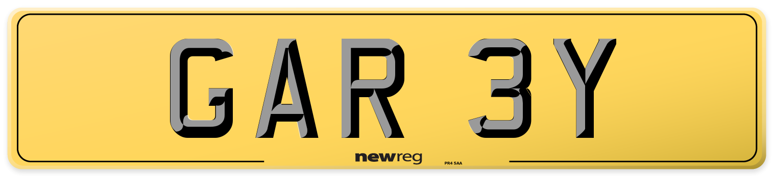 GAR 3Y Rear Number Plate