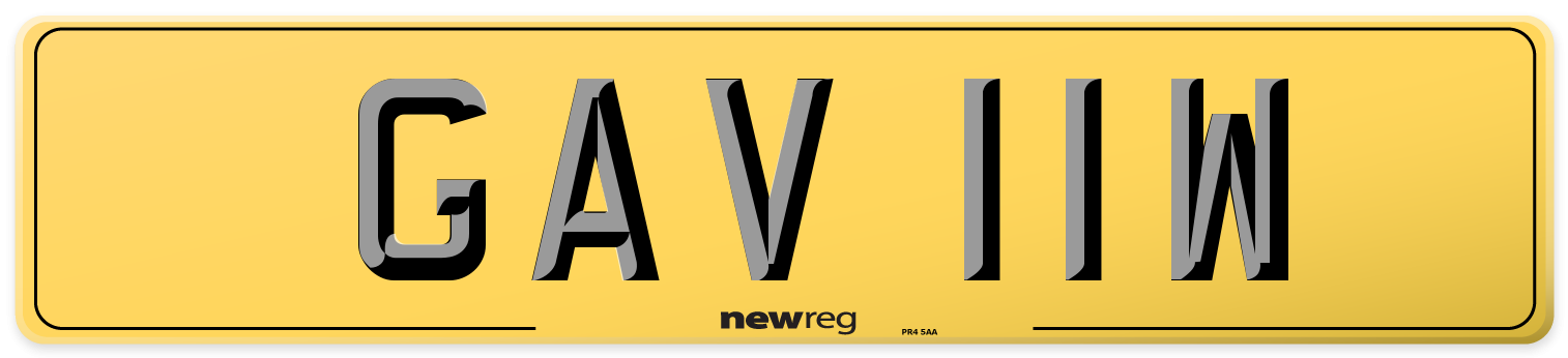 GAV 11W Rear Number Plate