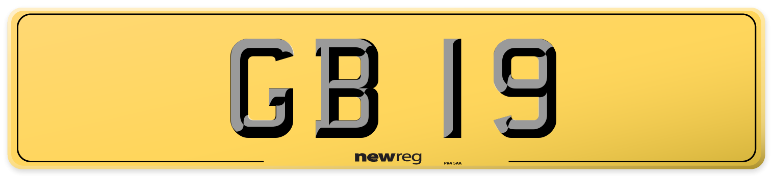 GB 19 Rear Number Plate