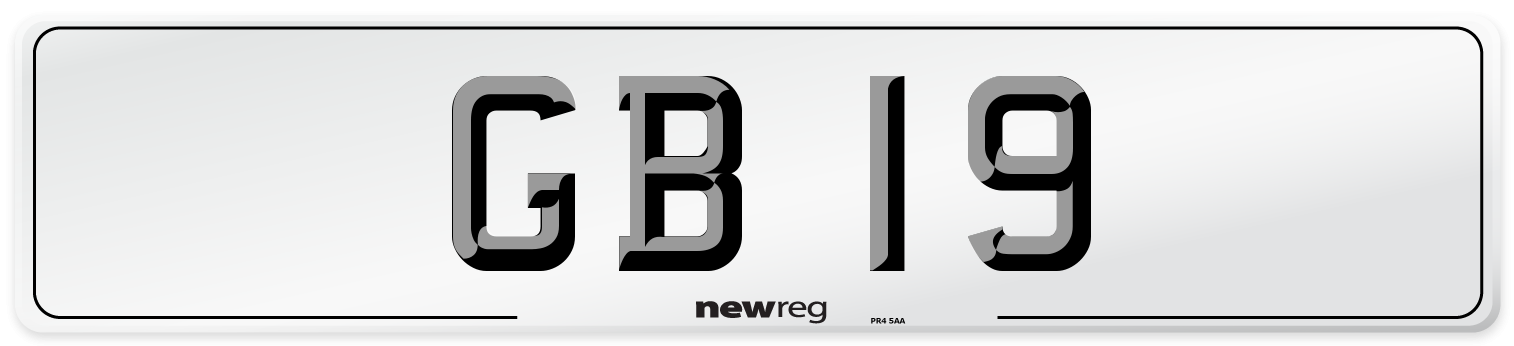 GB 19 Front Number Plate