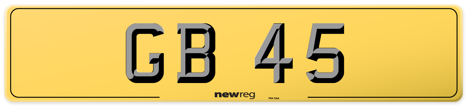 GB 45 Rear Number Plate