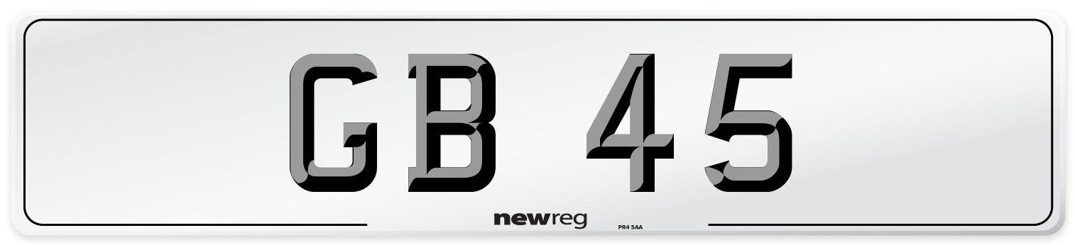 GB 45 Front Number Plate