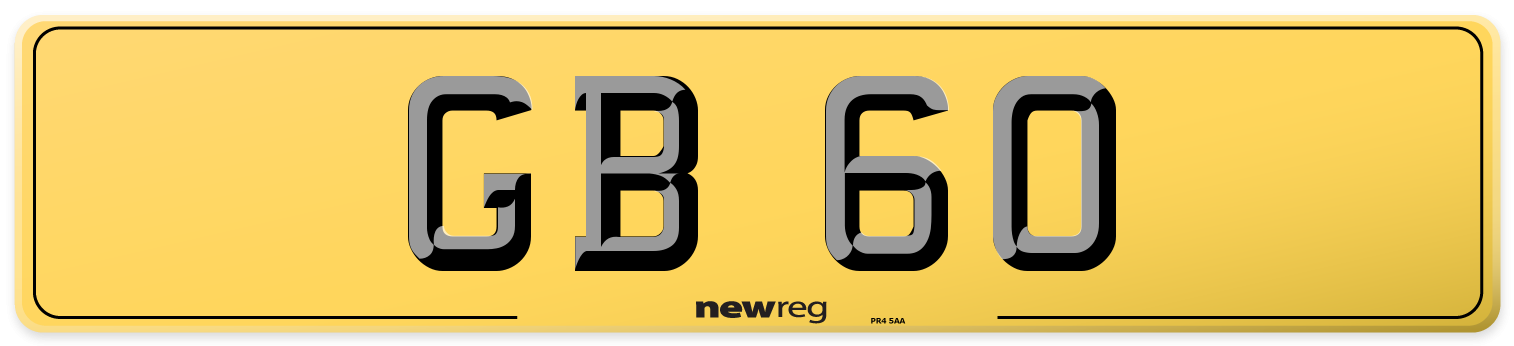 GB 60 Rear Number Plate