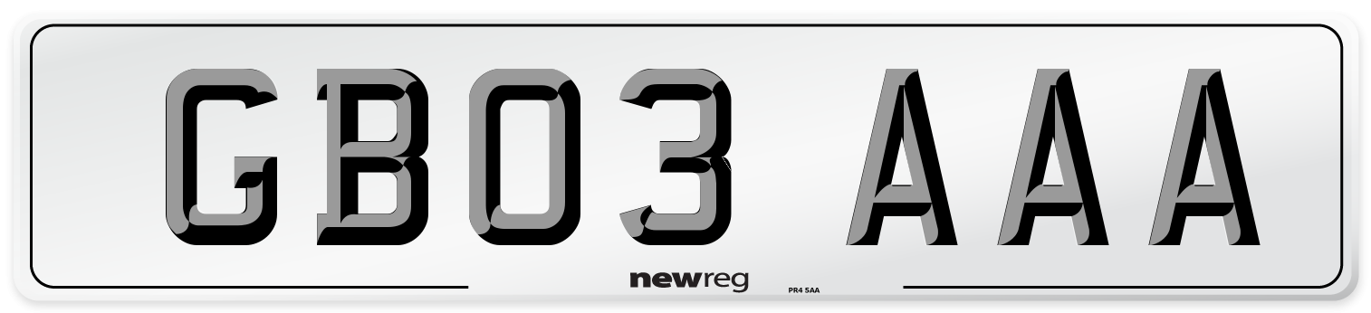 GB03 AAA Front Number Plate