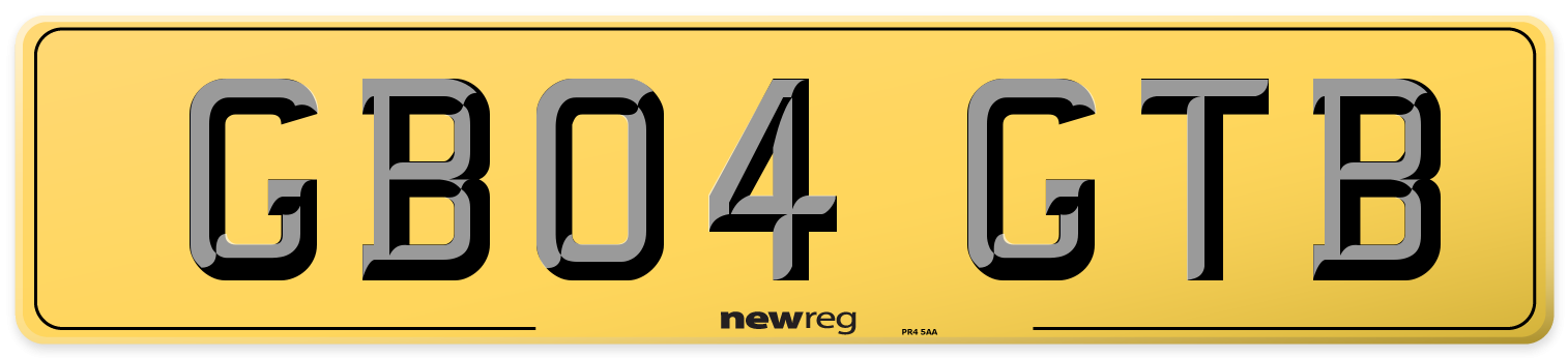 GB04 GTB Rear Number Plate