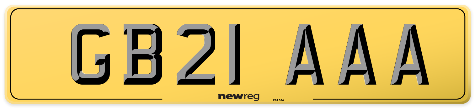 GB21 AAA Rear Number Plate