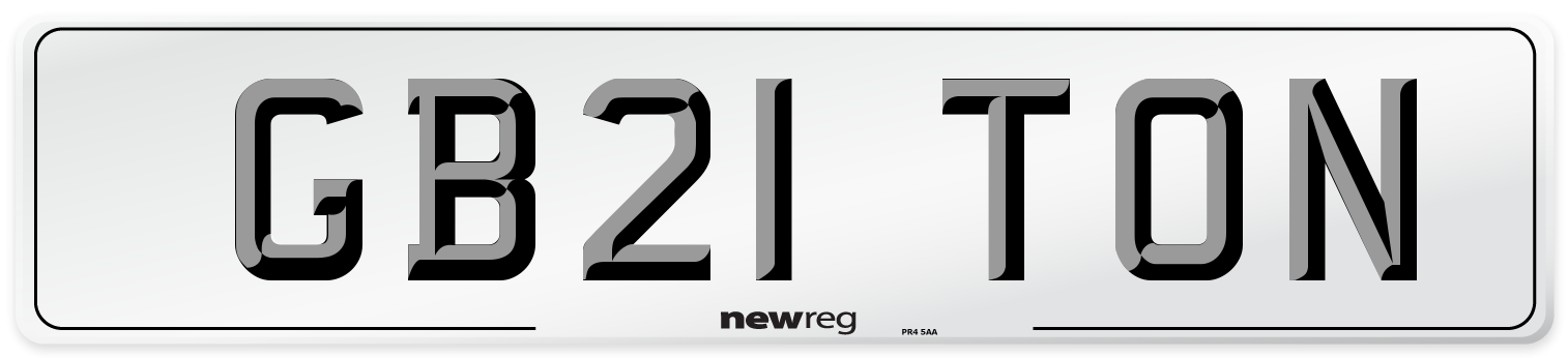 GB21 TON Front Number Plate