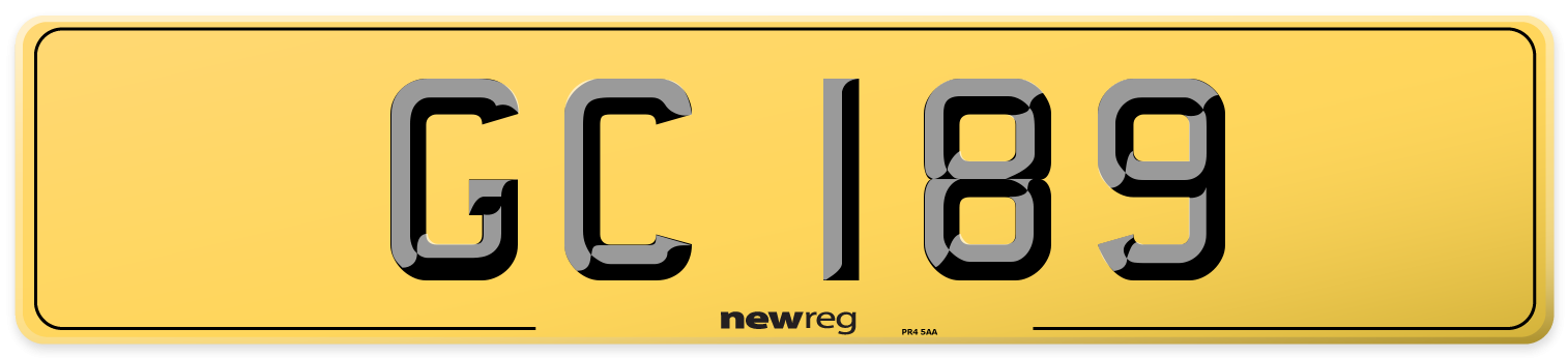 GC 189 Rear Number Plate