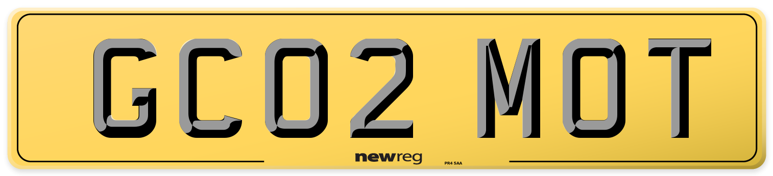 GC02 MOT Rear Number Plate