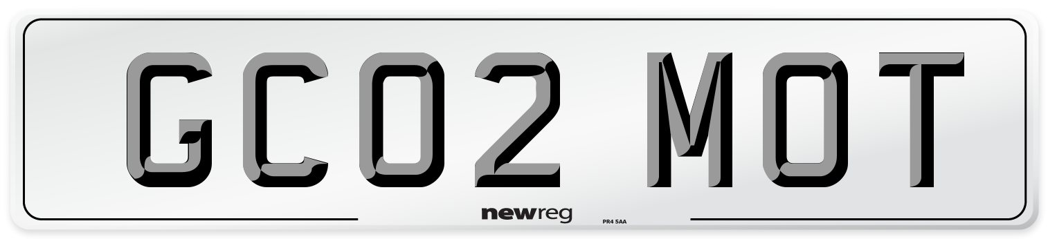GC02 MOT Front Number Plate
