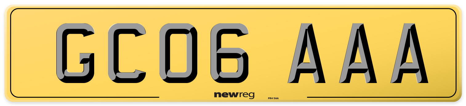 GC06 AAA Rear Number Plate