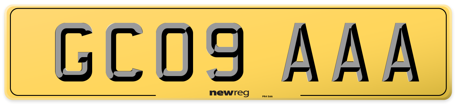 GC09 AAA Rear Number Plate