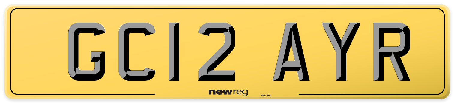 GC12 AYR Rear Number Plate