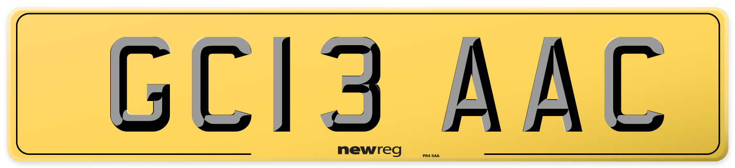 GC13 AAC Rear Number Plate