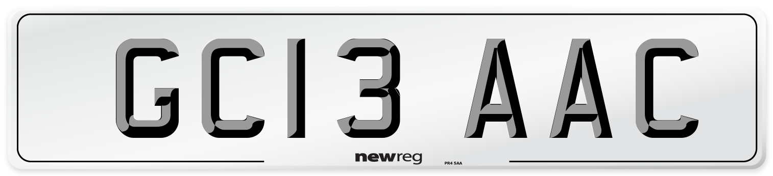 GC13 AAC Front Number Plate