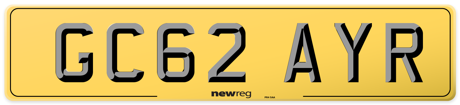 GC62 AYR Rear Number Plate