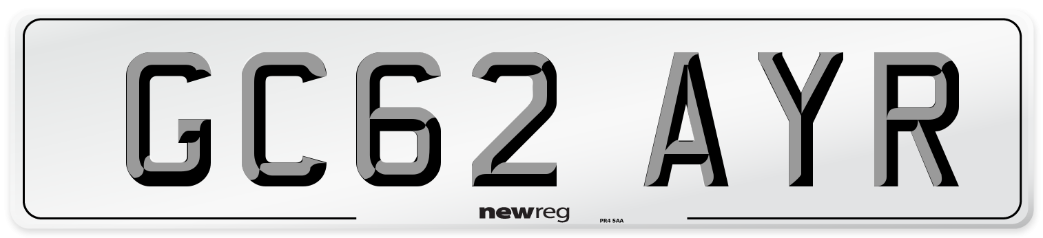 GC62 AYR Front Number Plate